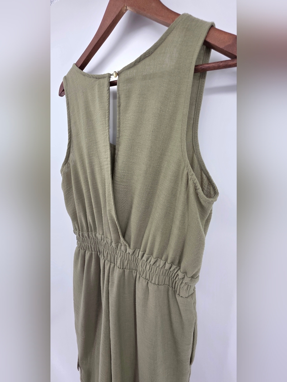 As U Wish Juniors' Olive Green Drawstring Waist Cargo Jumpsuit - Size Large - Picture 9 of 16
